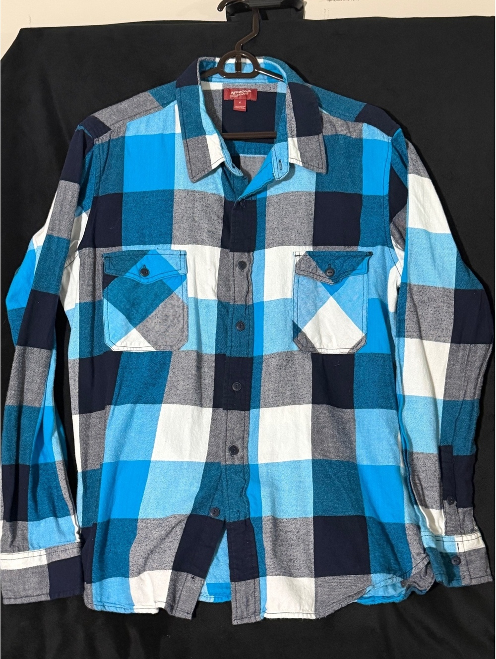 Arizona Jean Co. XL Blue and Black Plaid Flannel Shirt